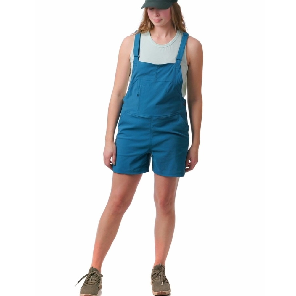 Flylow Life Jumper Shortalls Overall Shorts Womens Large BlueUPF50 Outdoor $100